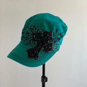 BLACK BLING CROSS CAP HAT